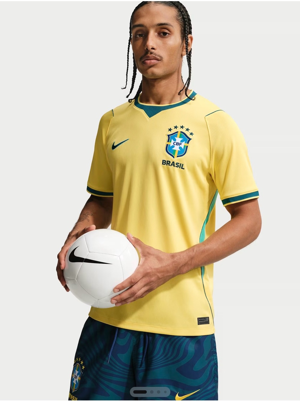 Nike Brasil Men’s Football Jersey — Yellow with Green Trim